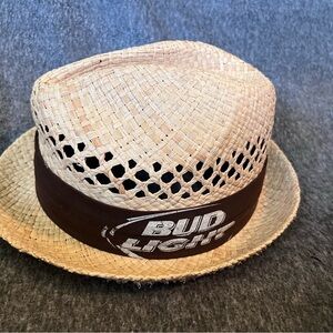 Bud Light Tan Straw Fedora Hat